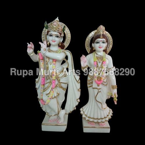 Marble Radha Krishna Statues - Marble, Multisizes, White | Appealing Look, Durable Material, Elegant Design, Dust Resistant, Easy To Clean
