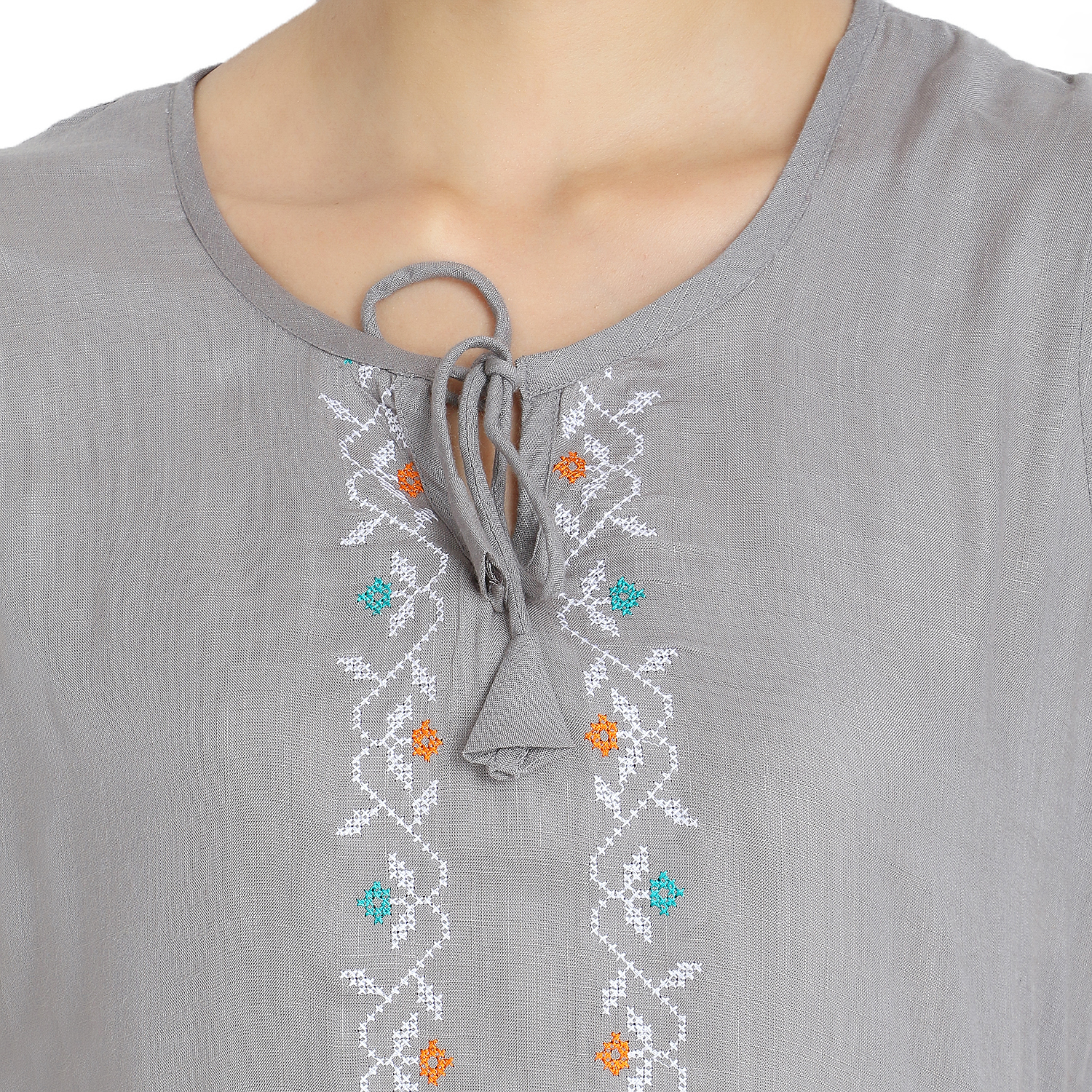 Ladies Top - 100% Rayon Stitched Short Kurti, 30 Inches Length, Solid Color, Casual Style With 3/4th Fold-up Sleeves, Suitable For Daily Wear