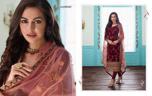 Red Aashirwad Style Work Salwar  Kameez