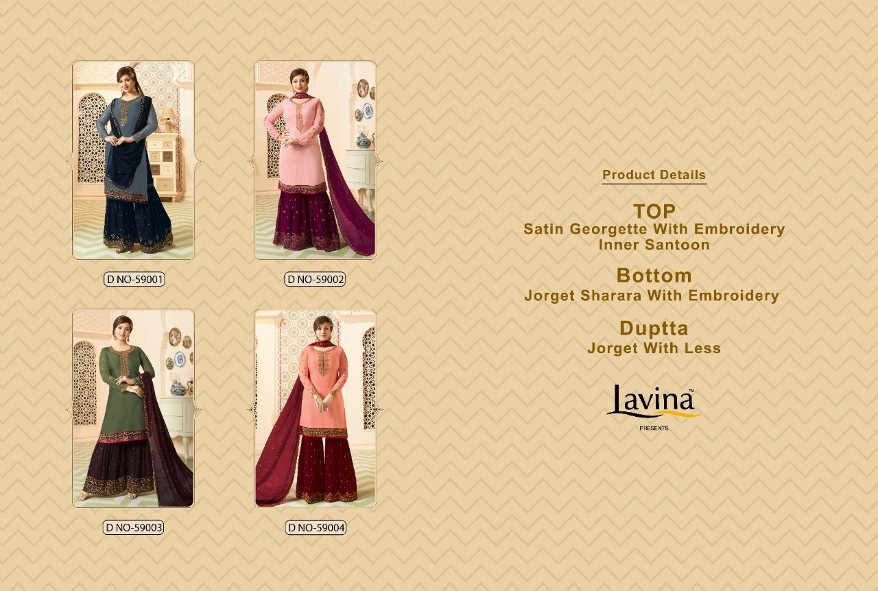 Lavina Stylish Plazzo Salwar Suit - Georgette Embroidery Full Sleeve Xxl Pink Color Washable Full Length
