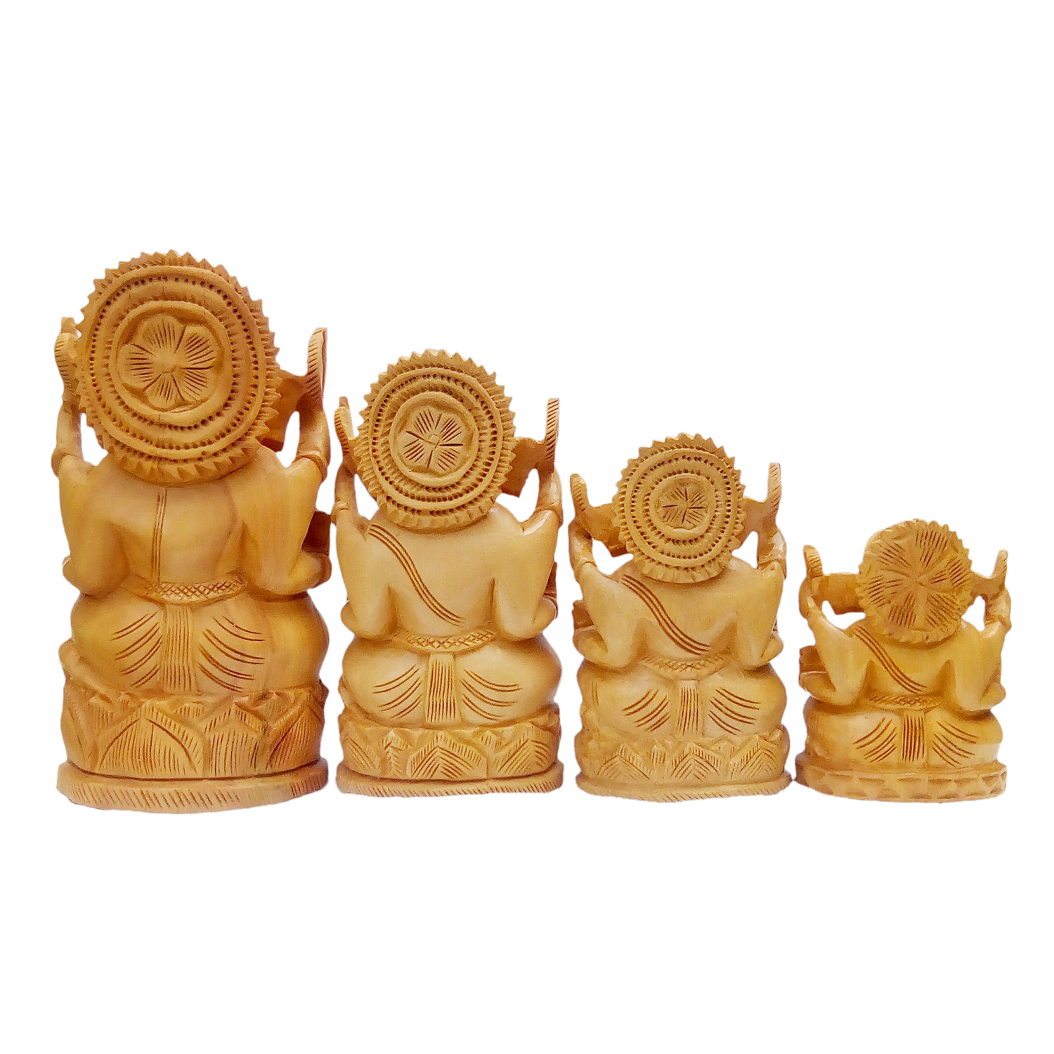 Polishing Wooden Ganesh Round Set Of 4 Pcs