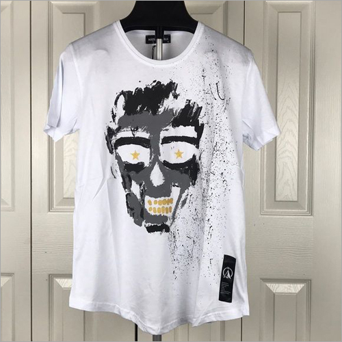 White Mens Half Sleeves T-Shirt