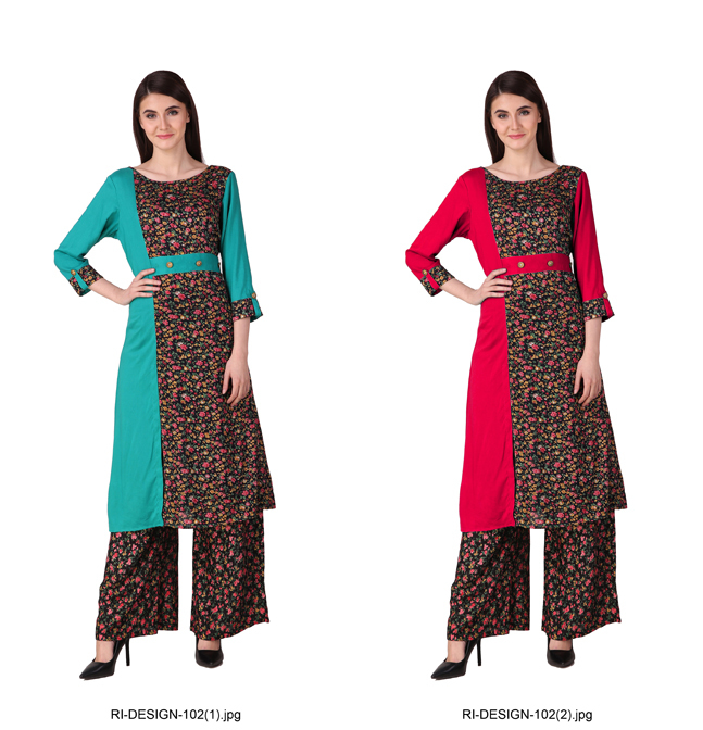 Rayon Kurti With Palazzo - Full Length, Sizes M To 4xl, Breathable Red Fabric, Plain Dyed With Full Sleeves