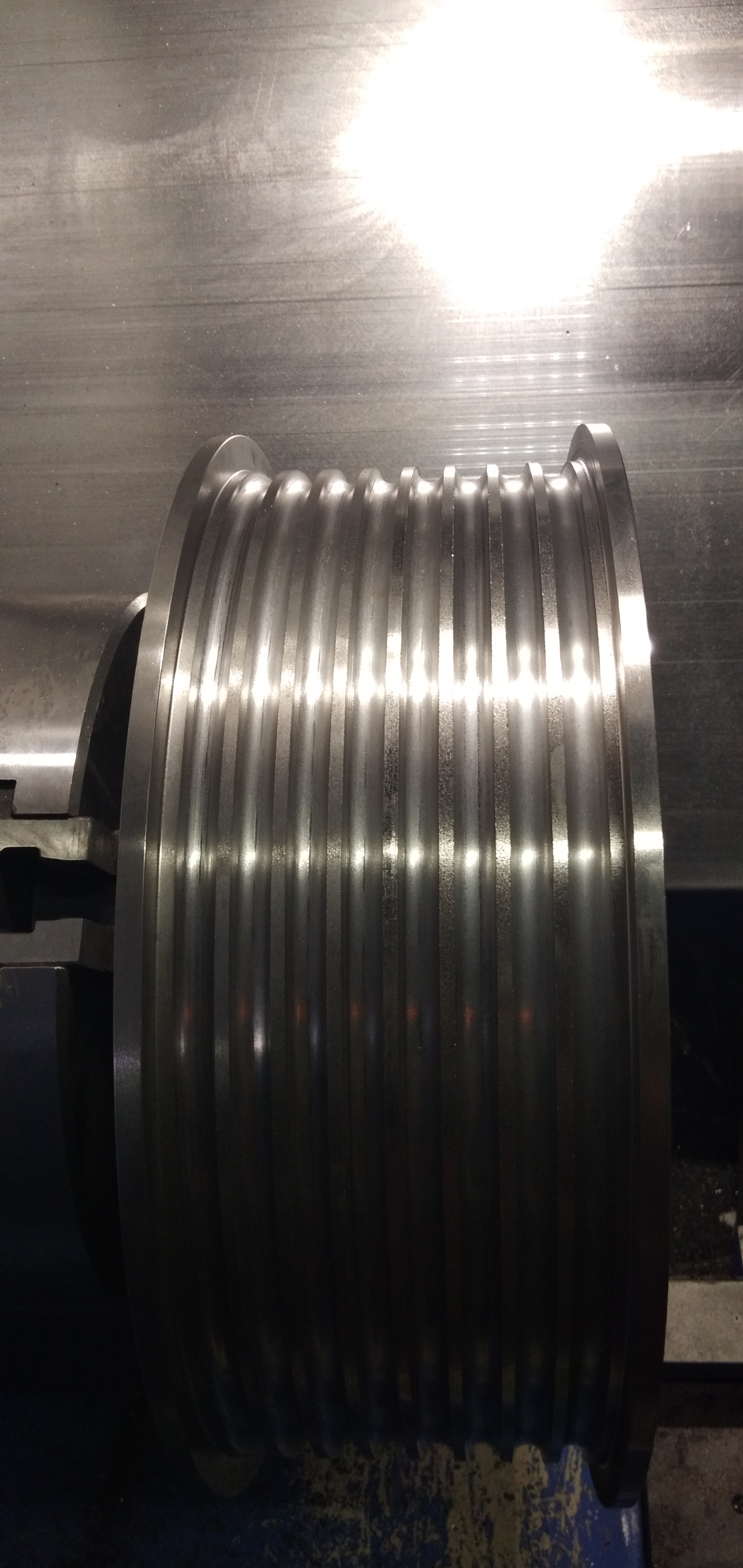Elevator Pulley - Steel, 12 Inch Diameter, 6 Grooves, 25 Lbs Weight | Machined Finish, 2 Inch Bore Diameter, Flange Mounting