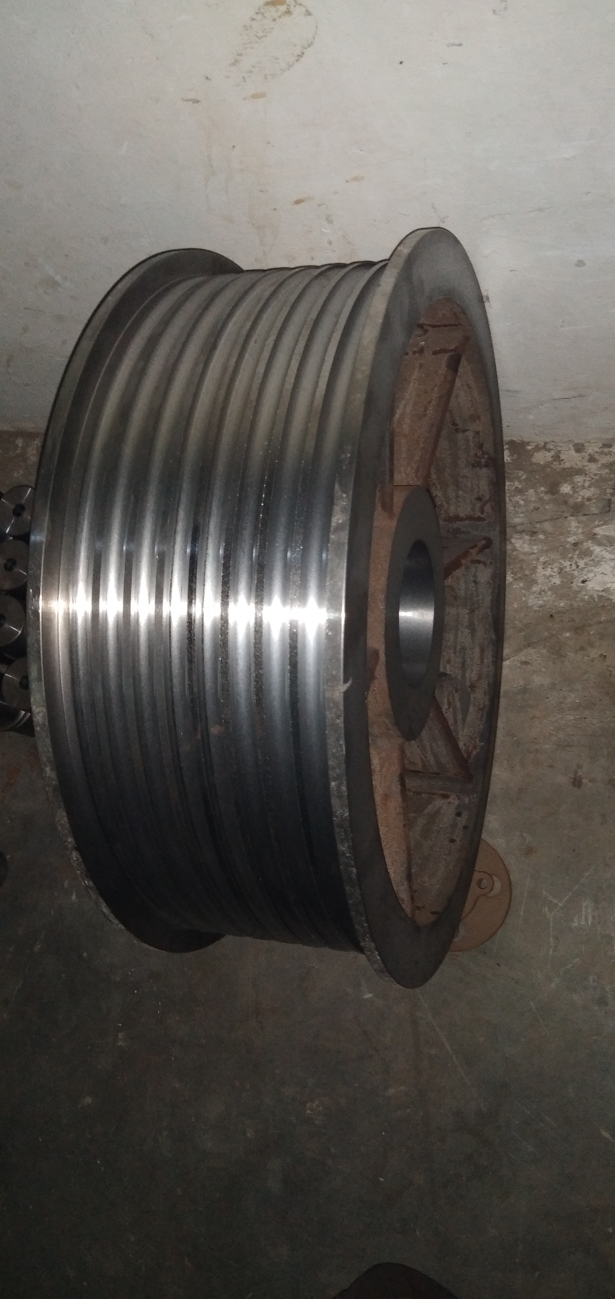 Elevator Pulley - Steel, 12 Inch Diameter, 6 Grooves, 25 Lbs Weight | Machined Finish, 2 Inch Bore Diameter, Flange Mounting