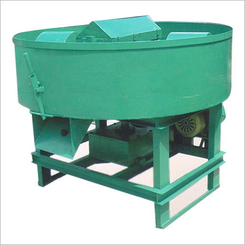 Concrete Pan Mixer Machine - Metal, Green | Manual Control, 1 Year Warranty, Industrial Use