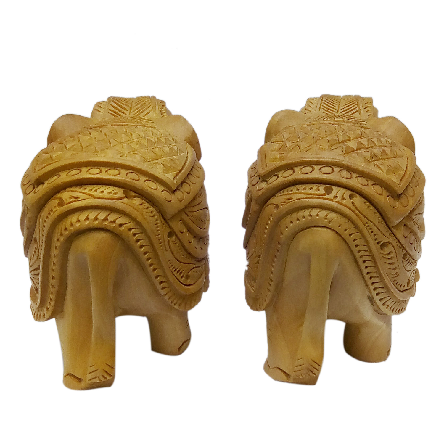 Wood Wooden Elephant Pair