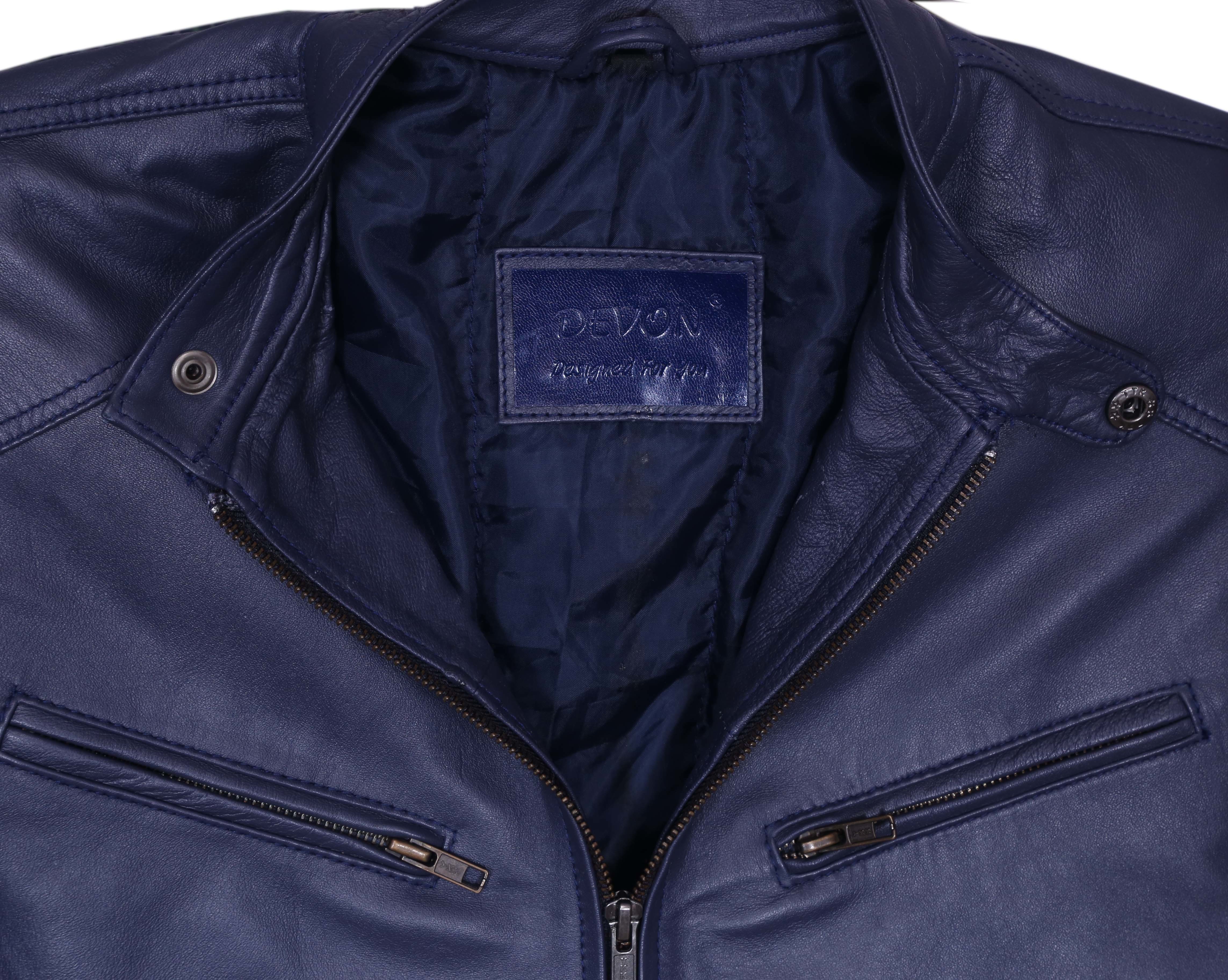 Winter Men Blue Leather Jacket