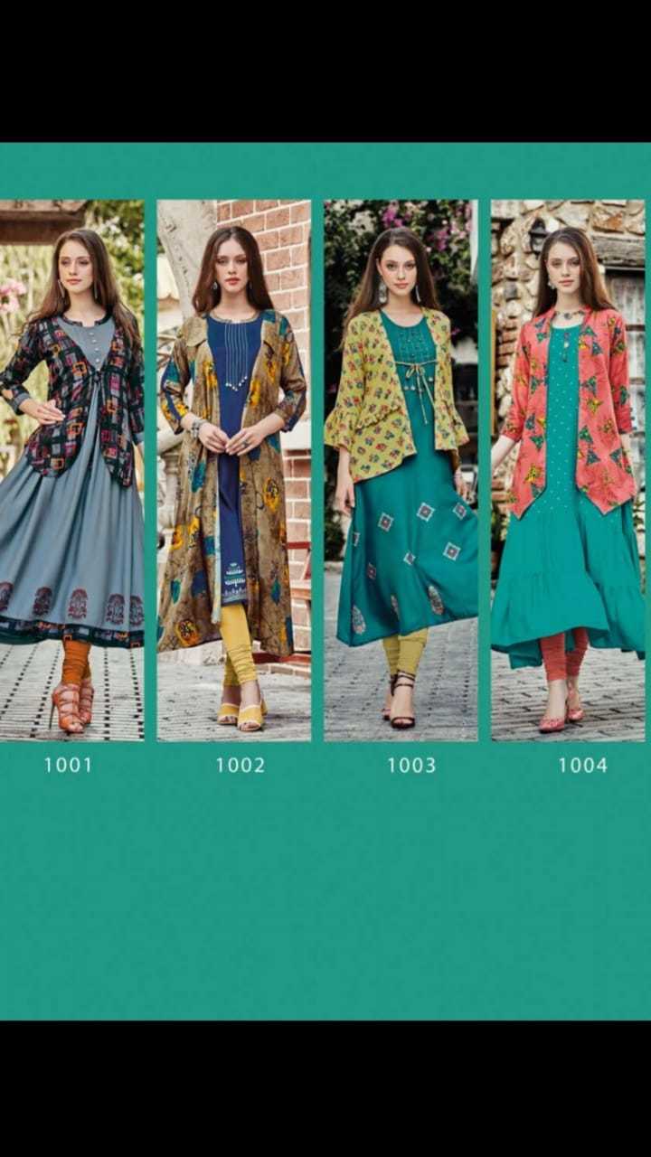Ladies Rayon Print Kurtis Separate Inner With Jacket Decoration Material: Paint