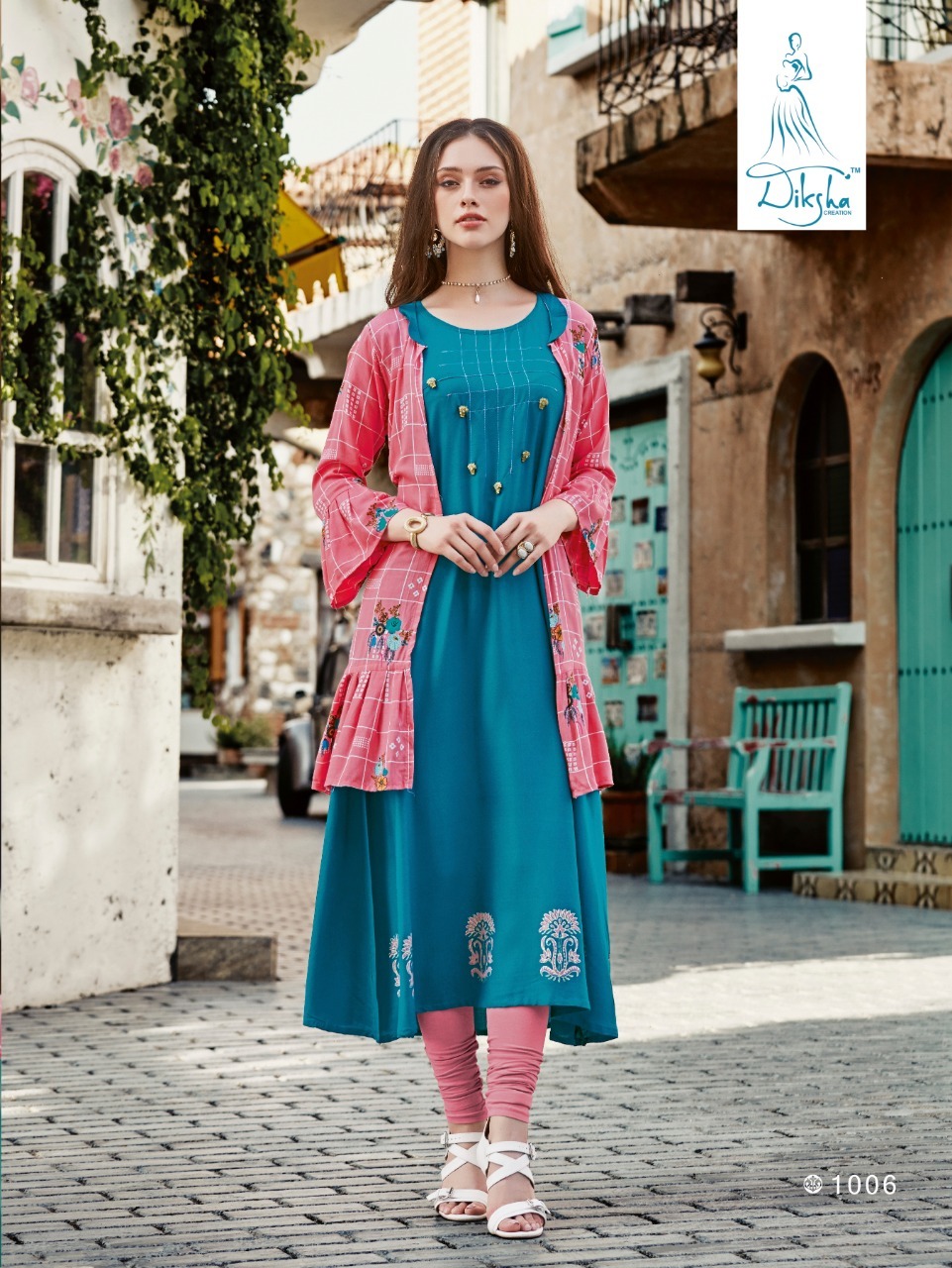 Ladies Rayon Print Kurtis Separate Inner With Jacket Decoration Material: Paint