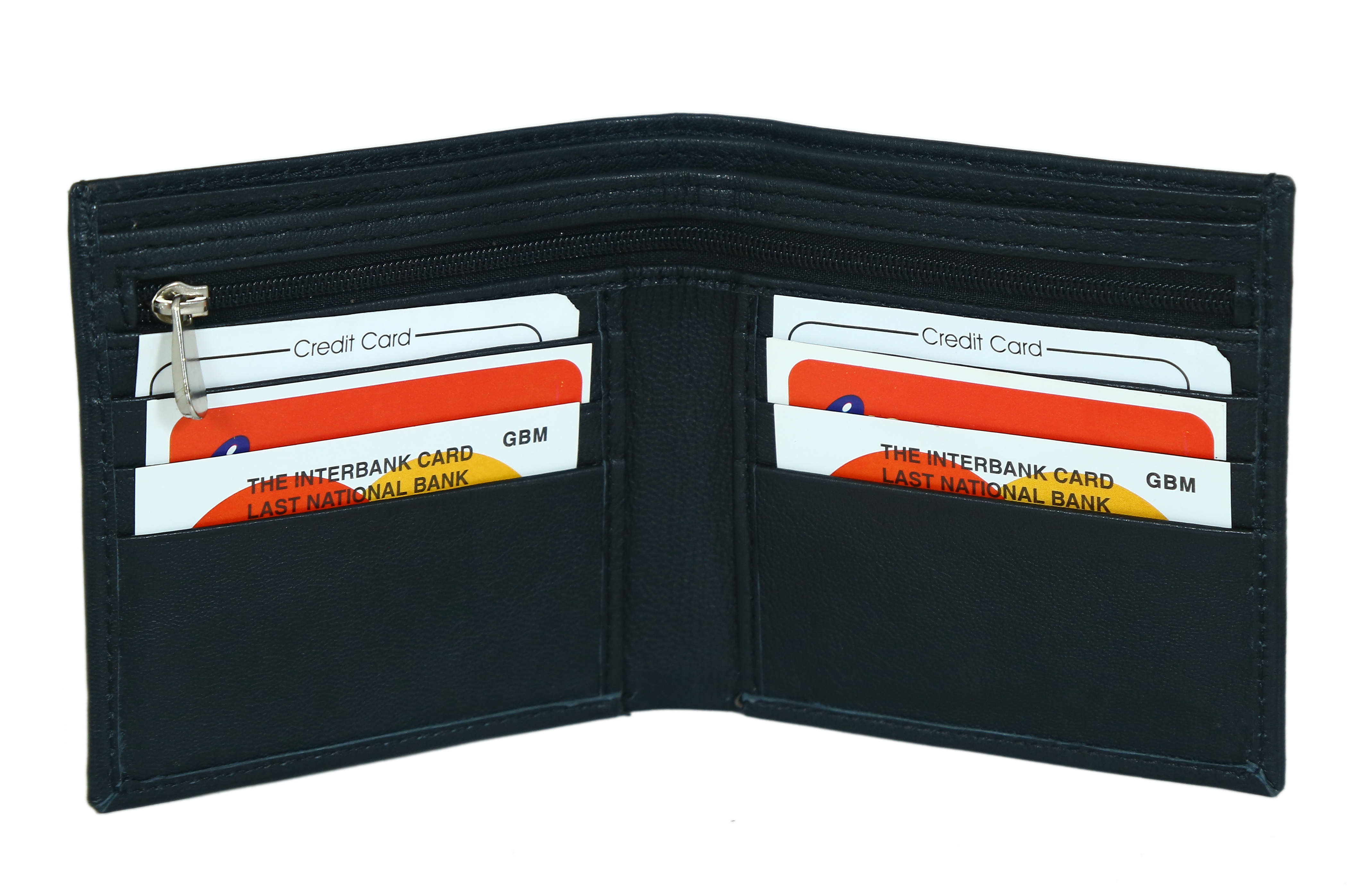 Men's Wallet - Genuine Leather, Compact Foldable Design, Luxurious Black Finish With Multiple Pockets For Coins And Cards