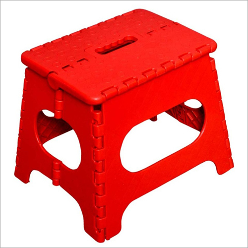 Red Plastic Folding Step Stool - Durable and Easy to Clean , Multi-Purpose and Portable Design