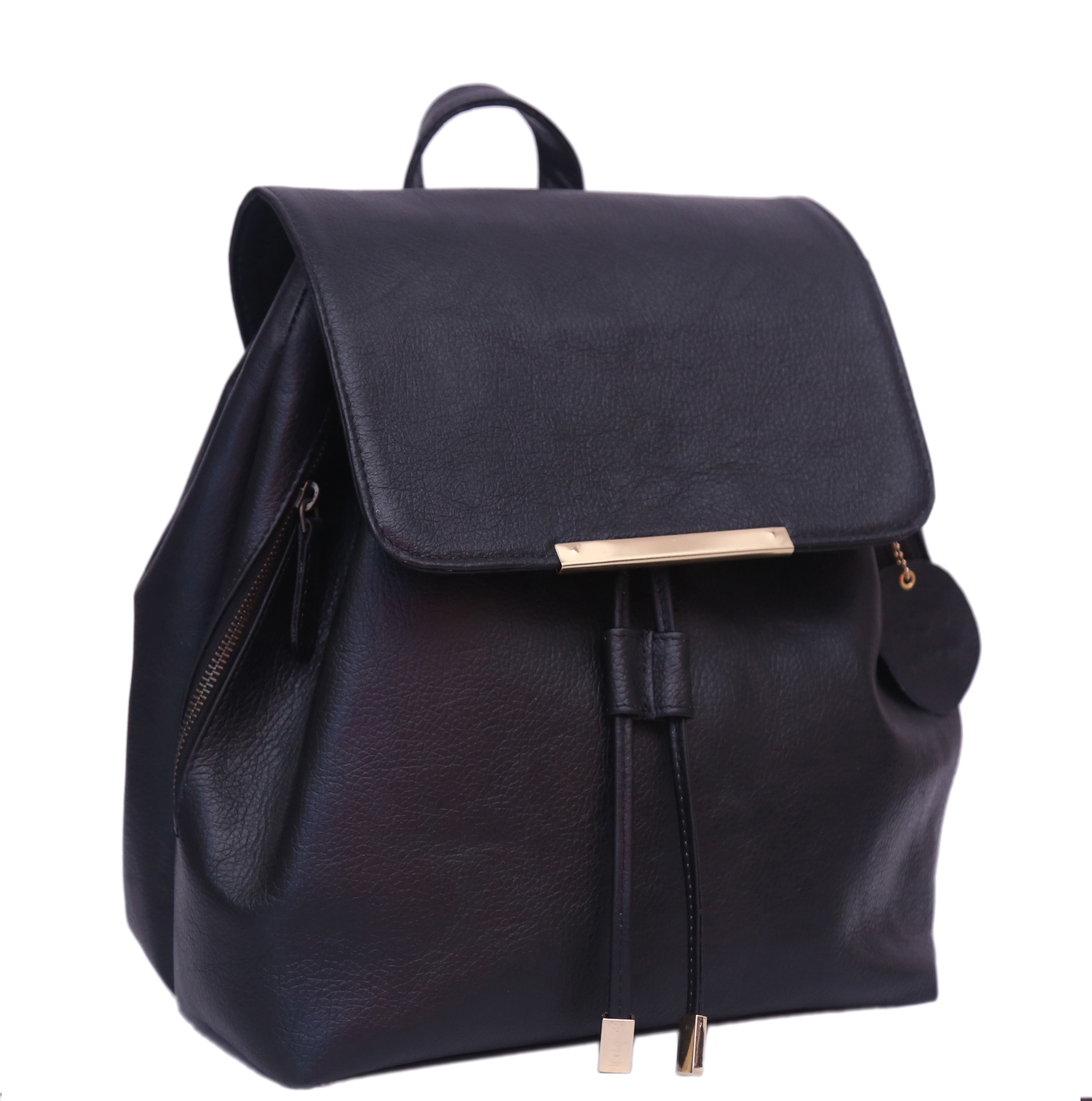 Leather Ladies Backpack - Premium Quality Soft Black Leather, Three Organized Compartments, Stylish Shoulder Bag