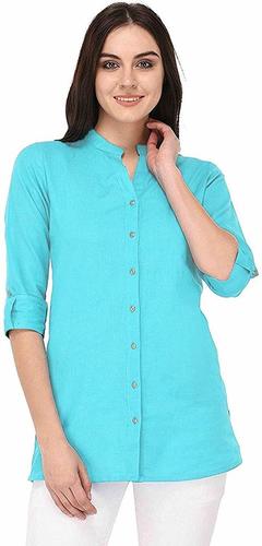 Ladies Cotton Top - Cotton Flex Fabric, 38 Inches Length, Multi Color | Casual Dress, Chinese Collar, Comfortable Fit for All Seasons