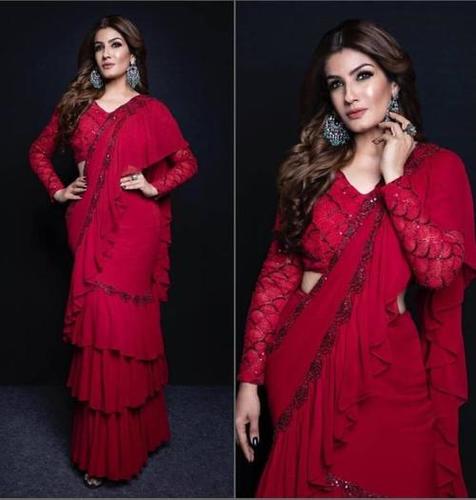 Georgette Ruffle Saree