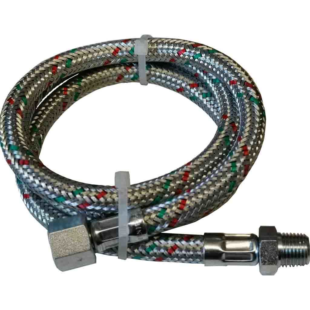 Burner Hose Pipe - Stainless Steel, 1 Meter Length, 6mm Inner Diameter, Silver | 10 Bar Working Pressure, 0-100â°c Temperature Range