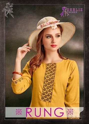 Dry Cleaning Rayon Fancy Long Embroidery Kurtis