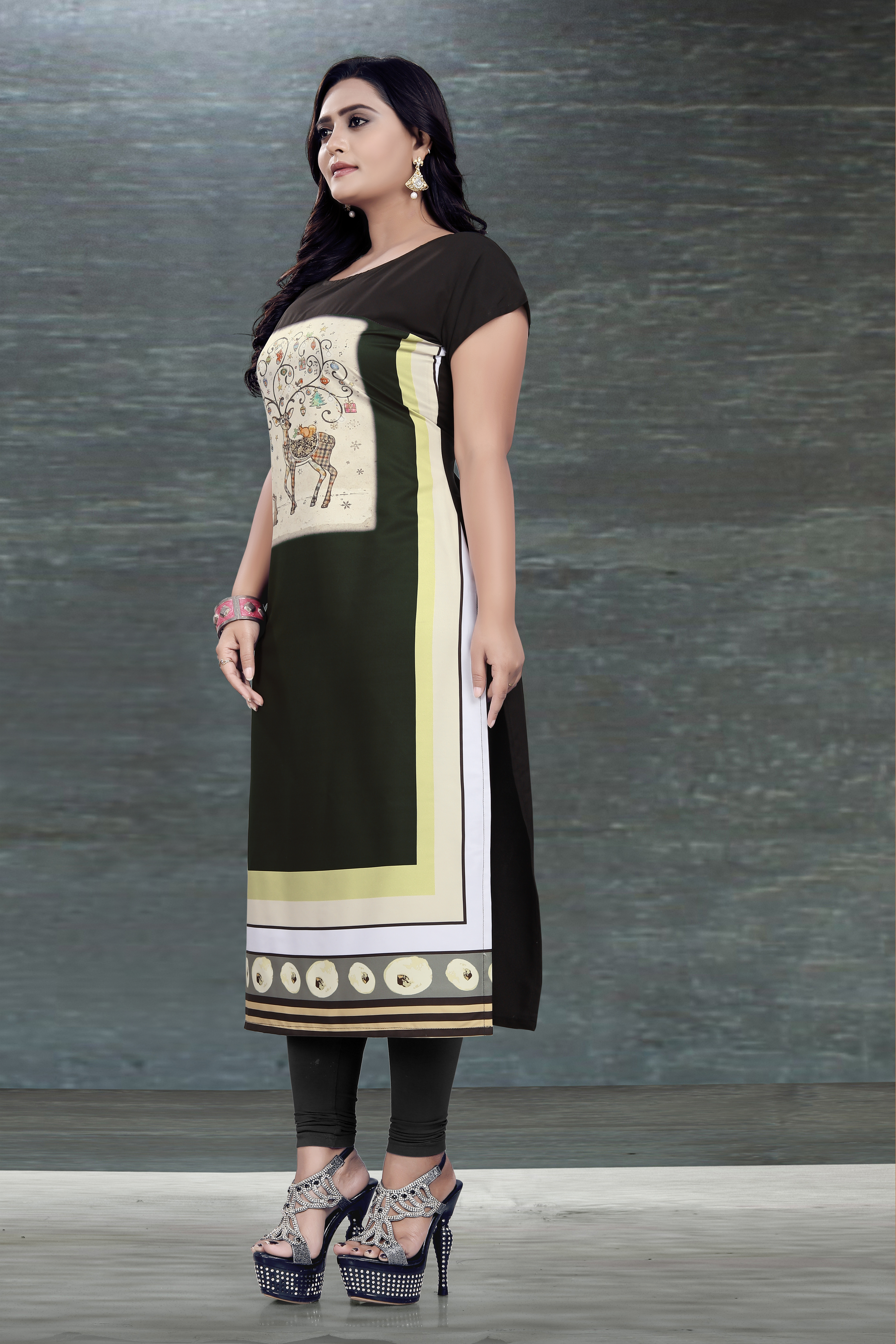 Crepe - American Crepe, Sizes M-3xl, Length Up To 46", Multicolor Printed Fabric, Washable, Casual & Formal Wear For Ladies