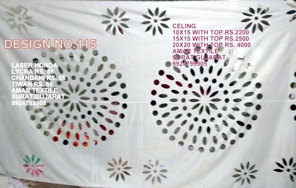 Mandap Laser Cutting Ceiling - Lycra Fabric, 15x15 Foot | Bleached, Soft, Stretchable, Quick Dry, Washable, Warm, Embroidered Design