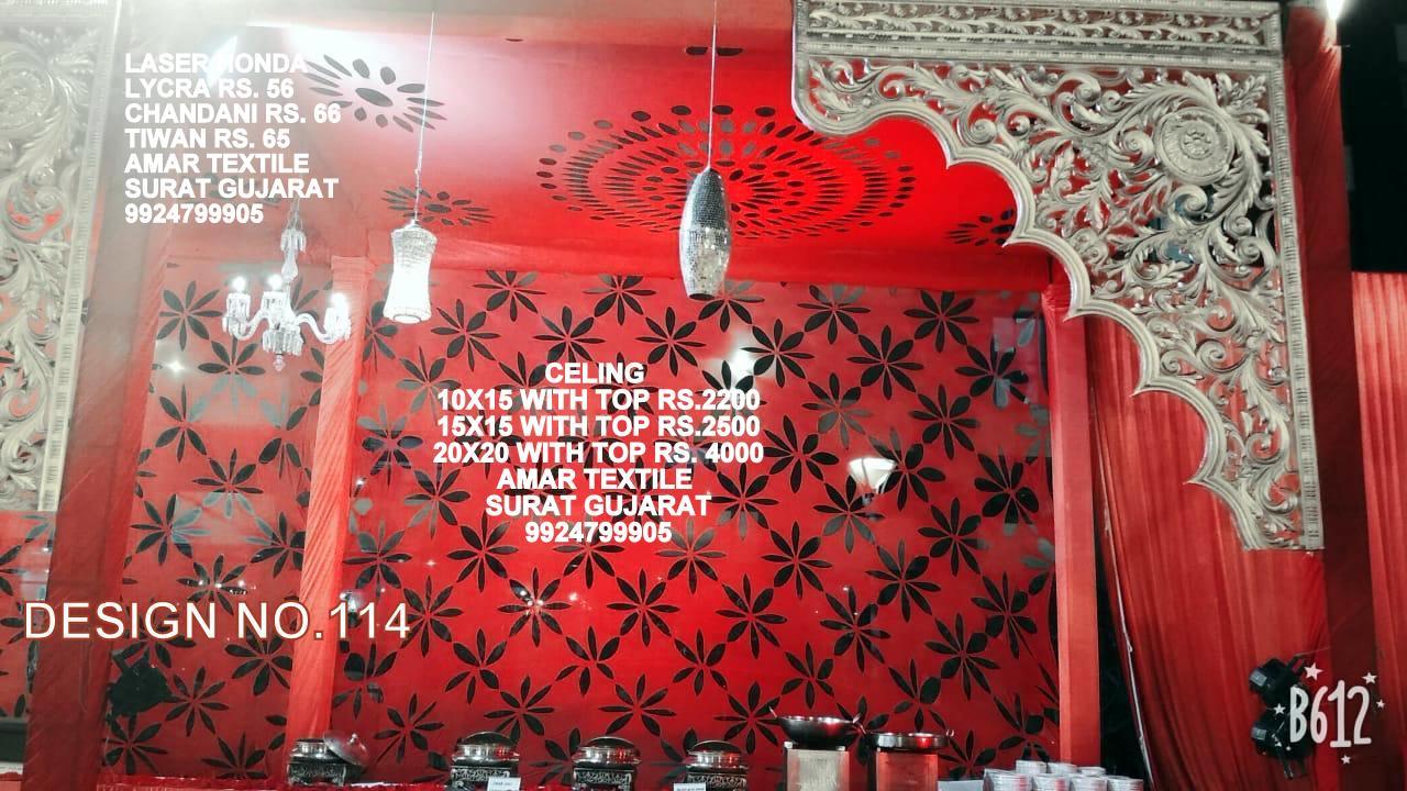 Mandap Laser Cutting Ceiling - Lycra Fabric, 15x15 Foot | Bleached, Soft, Stretchable, Quick Dry, Washable, Warm, Embroidered Design