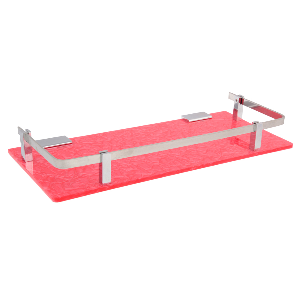 Acrylic Shelf Clear - Acrylic Plate, 12x6 Inch, 15x6 Inch, 18x6 Inch | Marble Design, Stainless Steel Railing, Brass Brackets, Color Options: Black, Blue, Ivory, Pink