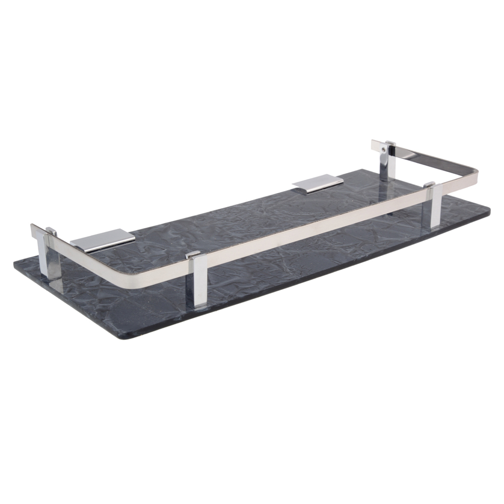 Acrylic Shelf Clear - Acrylic Plate, 12x6 Inch, 15x6 Inch, 18x6 Inch | Marble Design, Stainless Steel Railing, Brass Brackets, Color Options: Black, Blue, Ivory, Pink