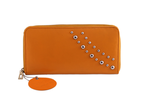 Yellow Ladies Leather Zip Closure Wallet