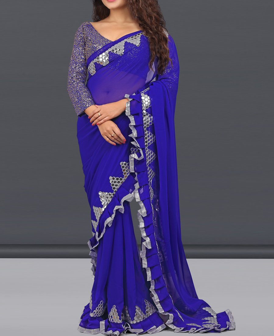 Dark Blue Georgette Saree