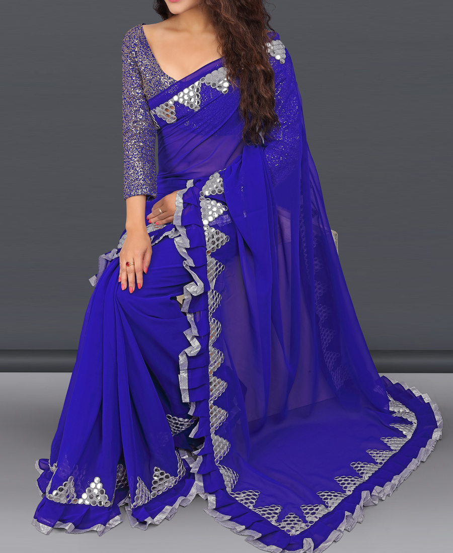 Dark Blue Georgette Saree