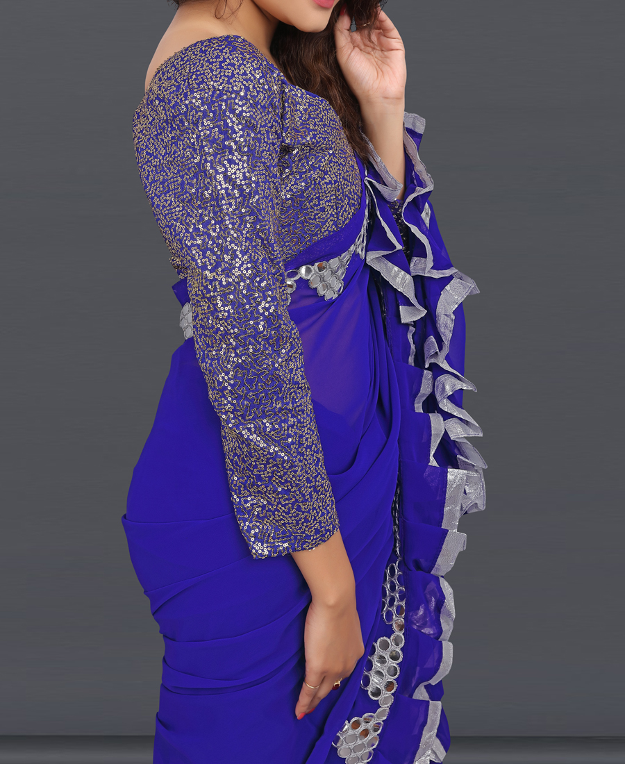 Dark Blue Georgette Saree