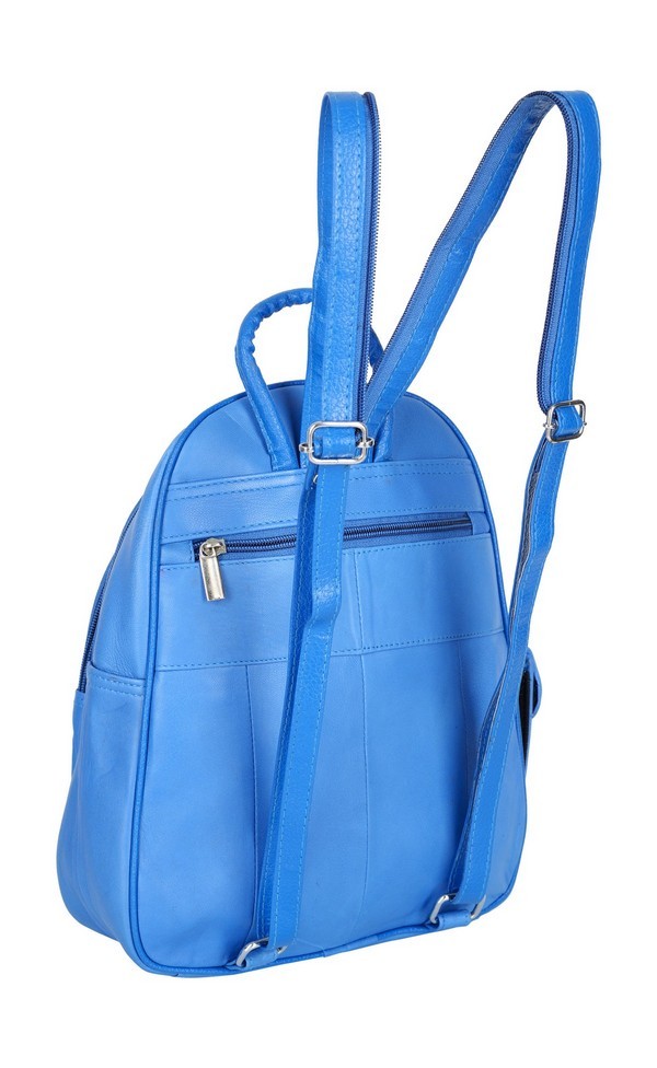 Blue Backpack - Genuine Leather, Lightweight, Stylish Design | Convenient For Daily Use, Roomy Storage, Adjustable Straps, Zipper Closure