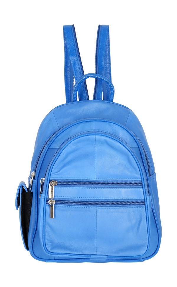 Blue Backpack - Genuine Leather, Lightweight, Stylish Design | Convenient For Daily Use, Roomy Storage, Adjustable Straps, Zipper Closure
