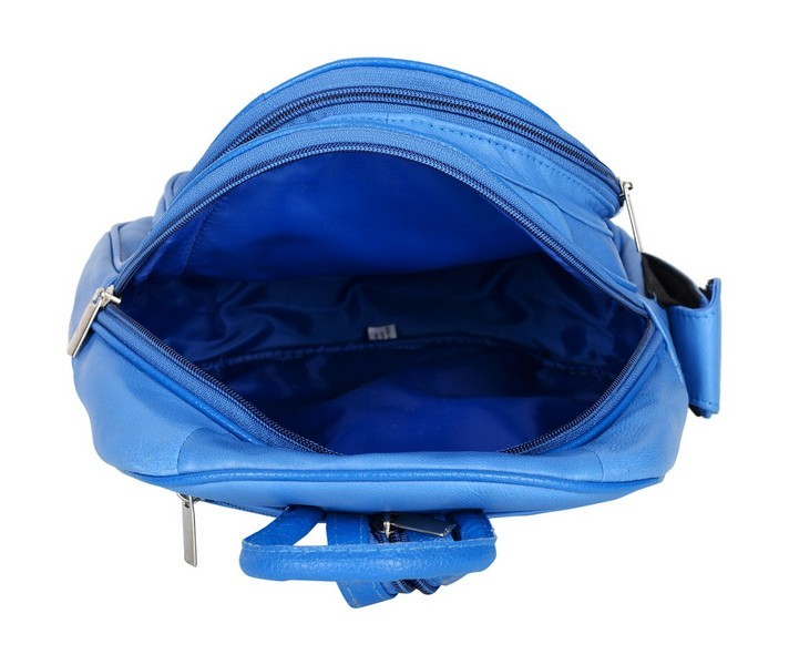 Blue Backpack - Genuine Leather, Lightweight, Stylish Design | Convenient For Daily Use, Roomy Storage, Adjustable Straps, Zipper Closure