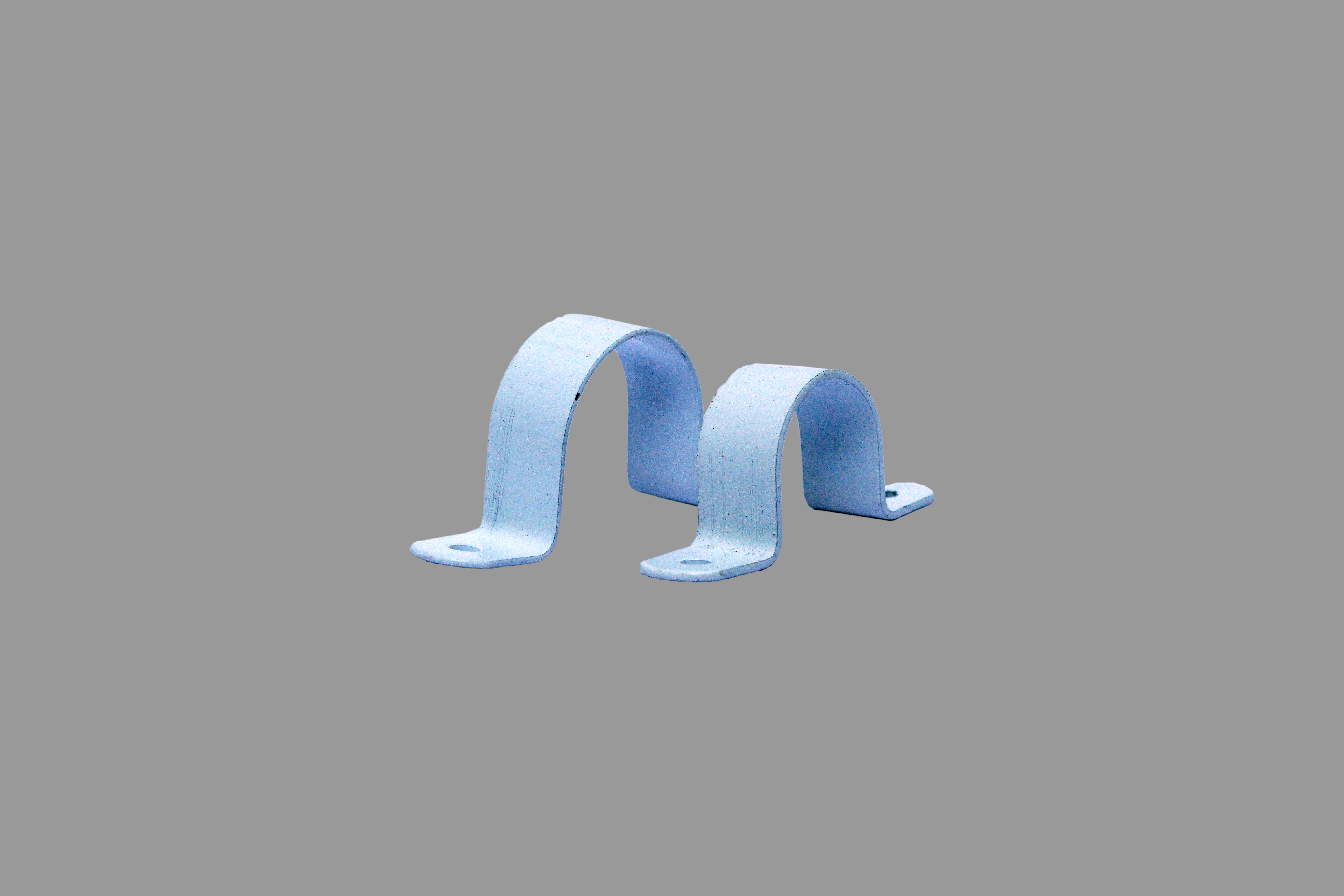 Upvc Pipe Clamps - Galvanized Sheet, 1/2" To 2" Size With 1.2mm Thickness & 16mm Width, Silver Color, U-shape, White Powder Coated Finish