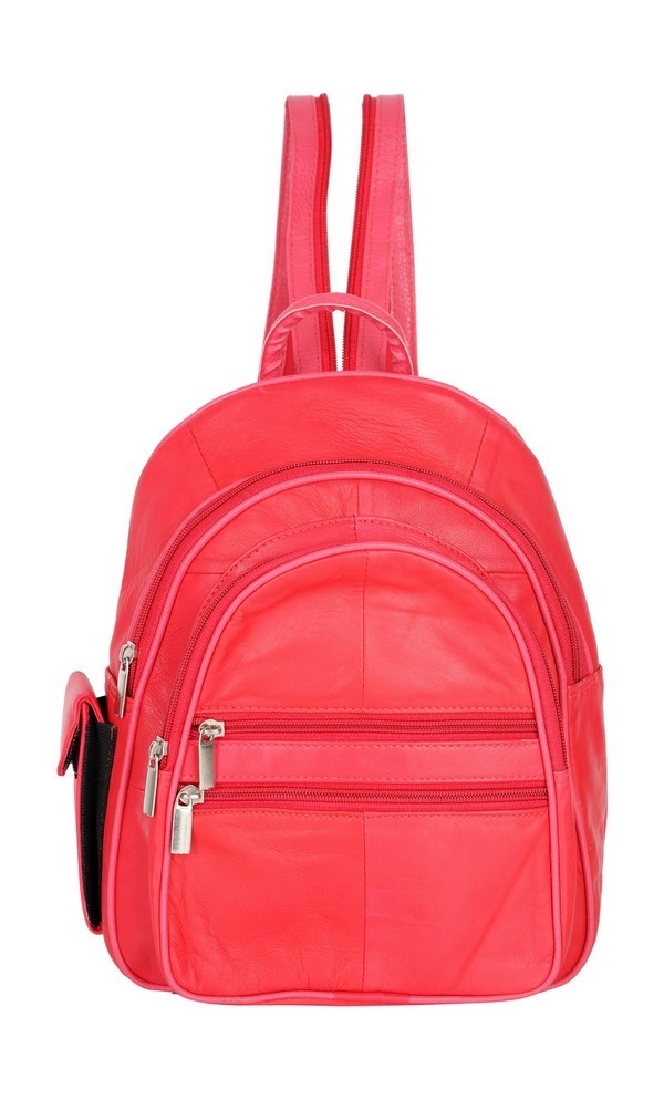 Red Backpack - Genuine Leather, 1 X Backpack , Lightweight Stylish Design For Daily Use, Zipper Closure For Security, Roomy, Adjustable Straps