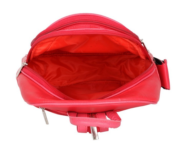 Red Backpack - Genuine Leather, 1 X Backpack , Lightweight Stylish Design For Daily Use, Zipper Closure For Security, Roomy, Adjustable Straps