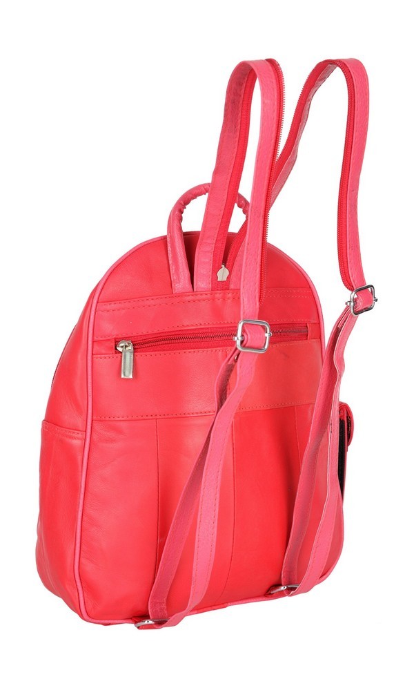 Red Backpack - Genuine Leather, 1 X Backpack , Lightweight Stylish Design For Daily Use, Zipper Closure For Security, Roomy, Adjustable Straps