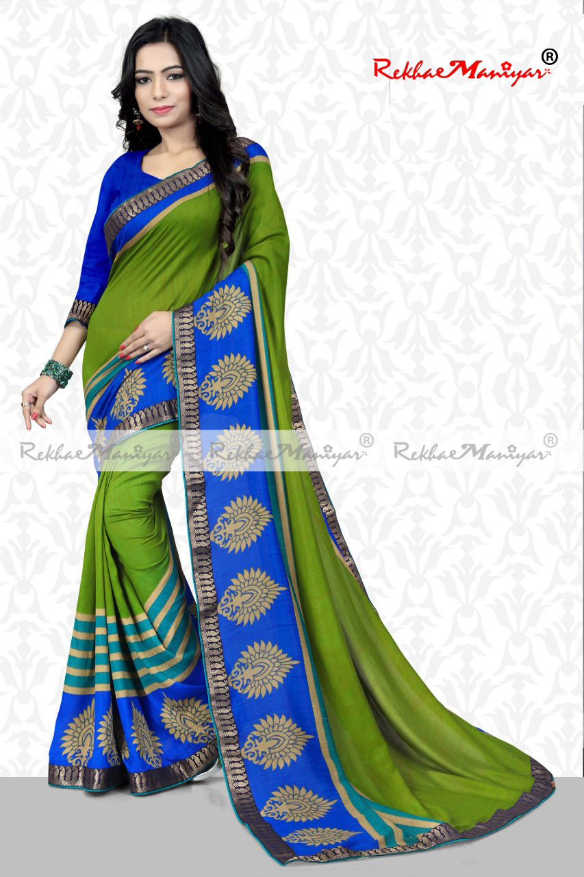 Art Silk Vichitra Print Saree - Georgette Fabric, Printed Pattern | Lace Closure, Suitable For All Seasons: Summer, Winter, Rainy, Spring