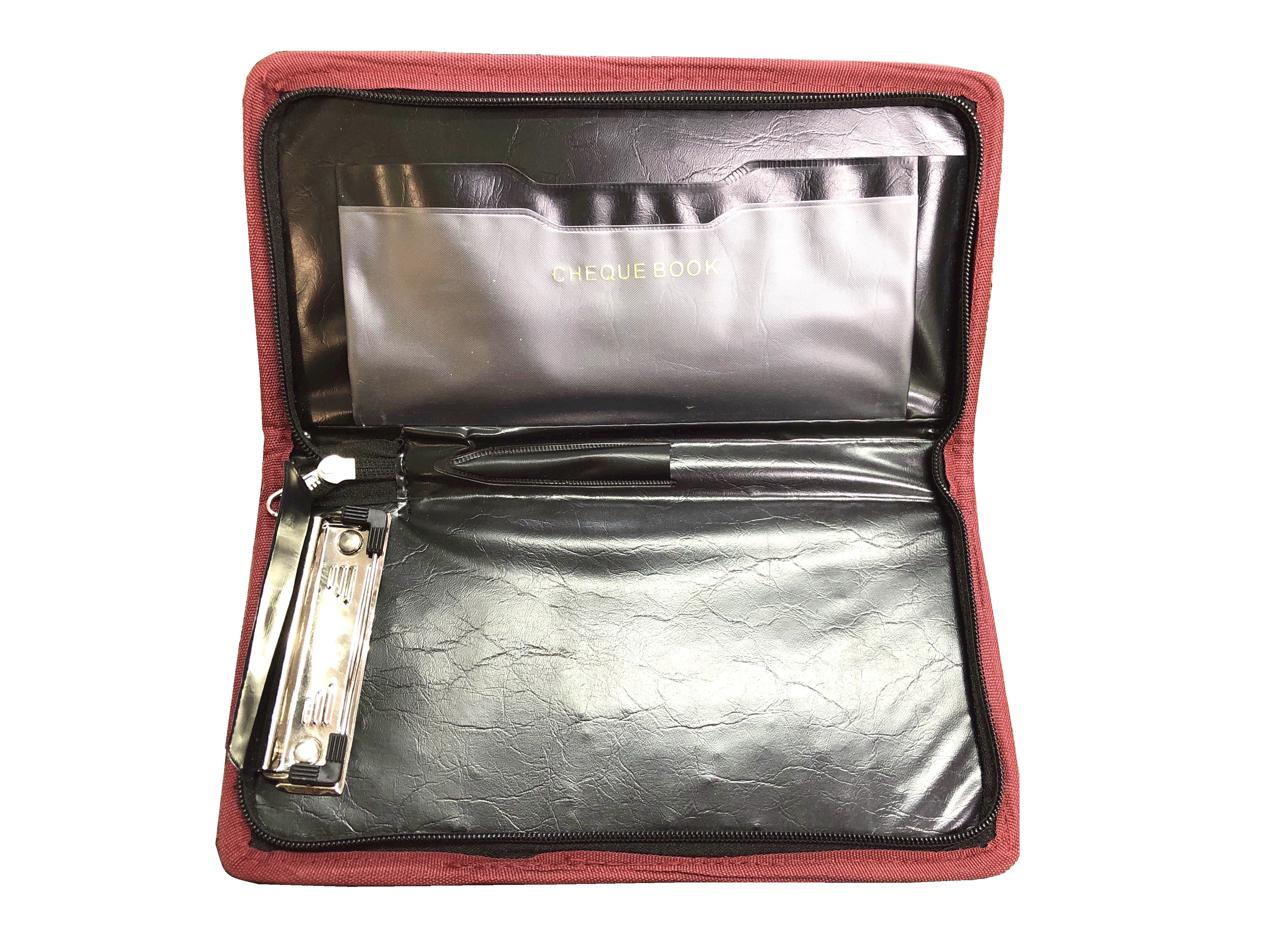 Cheque Book Holder - Rexine & Lamina, 5.25 X 10.25 Inches | Ultra Slim Design To Store Cheque Books, Cards & Pen Slot