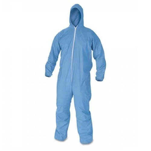Disposable Coverall - Polypropylene Material, Multiple Sizes, Blue Color - Zipper Closure, Attached Hood, Elastic Cuffs