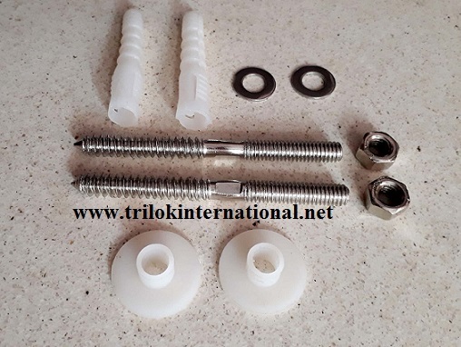 Rack Bolt Screw - Stainless Steel & Brass Construction, Chrome Plated Finish With Rings For Wc Wall Hung Fixing