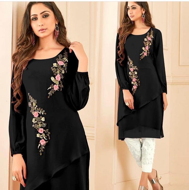 Designer Straight Cut Tunic Kurti Pent