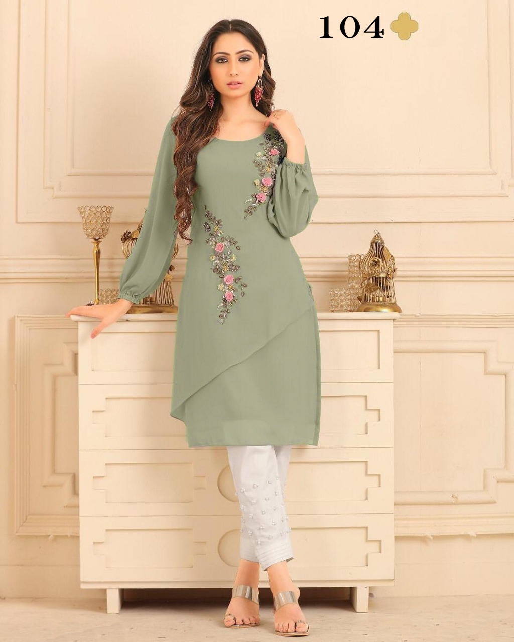 Designer Straight Cut Tunic Kurti Pent