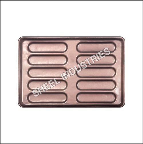 Hot Dog Tray - Nonstick Alloy Sheet, 10 Molds, 305x455 mm Size, Brown Color, Customized Size Available