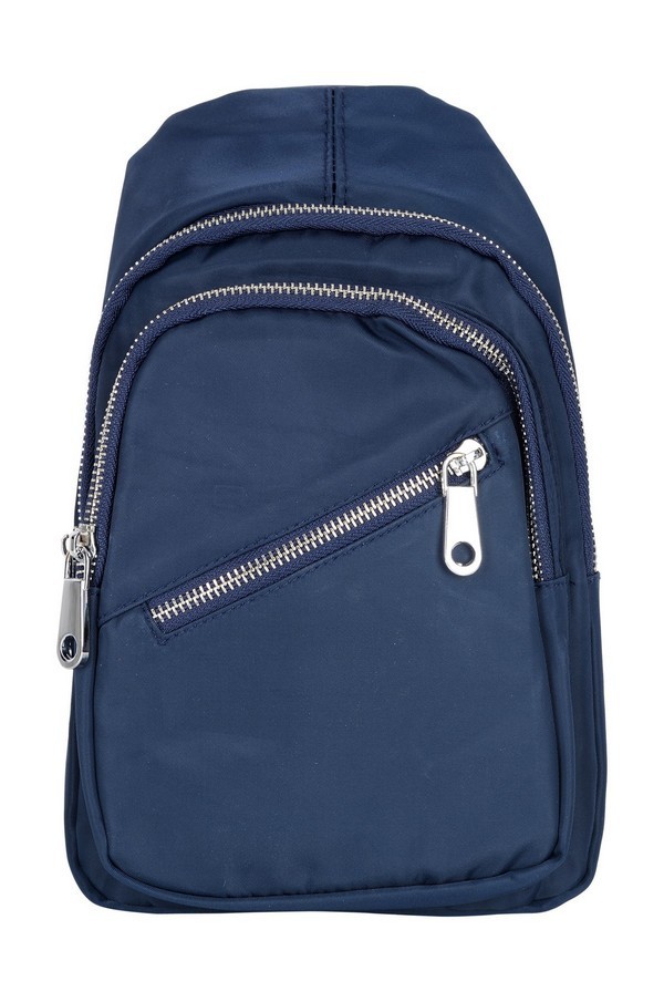 Sling Bag - Heavy Duty Polyester 600d Fabric, Blue Color, Stylish Design With Front Compartments And Secure Zipper Closure