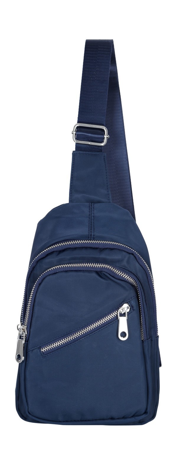 Sling Bag - Heavy Duty Polyester 600d Fabric, Blue Color, Stylish Design With Front Compartments And Secure Zipper Closure