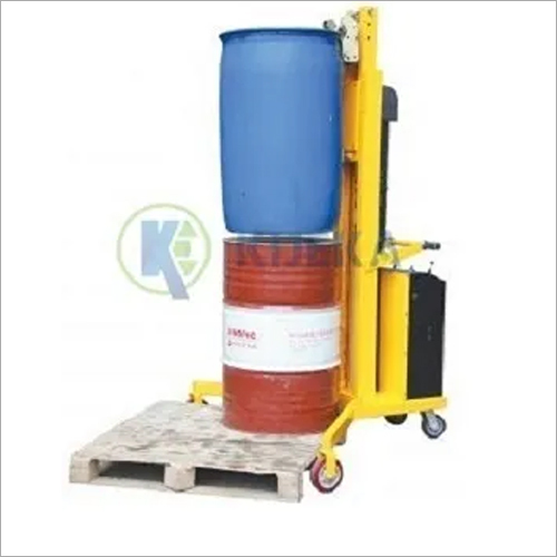 Semi Powered Drum Stacker - 300 Kg Load Capacity, 1100 Mm Lifting Height | Yellow/blue, Manual Propel With Gator Grip, Electrical Up-down Functionality