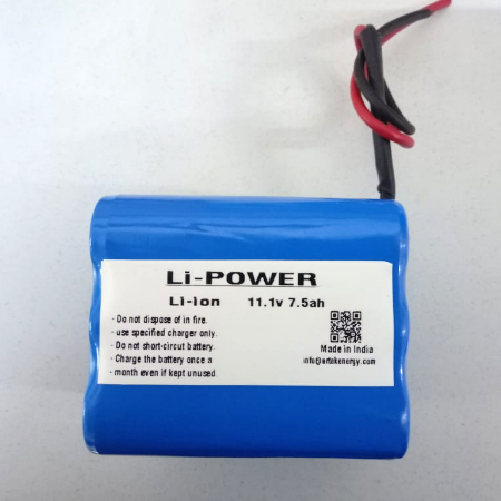11.1V 7.5Ah Li-ion Battery - High Energy Density, Low Self-Discharge, Durable Design, Long Battery Backup