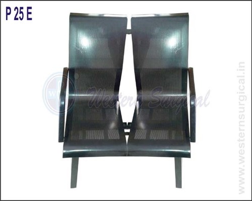 Waiting Chair - Stainless Steel, Standard Size, Black Silver Finish | Durable, Eco-Friendly, Polished Design for Commercial Use in Hospitals