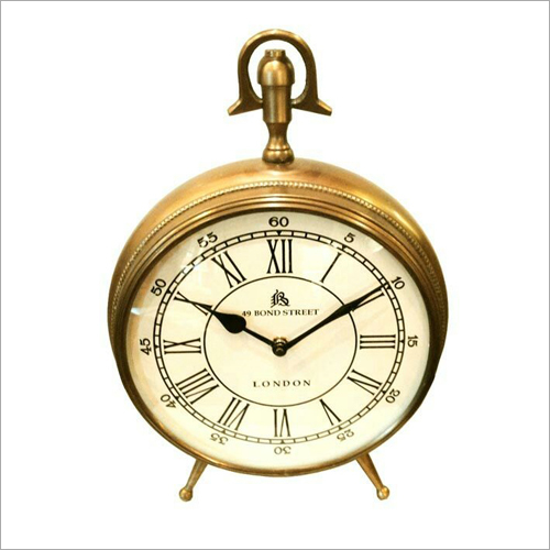 Roman Analog Brass Table Clock - Circular Shape, Polished Surface | Durable Build in New Condition
